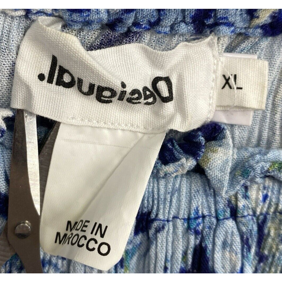 Desigual Off Shoulder Top Size XL Sheila Blue Mediterranean Pattern Long Sleeves - Picture 11 of 11